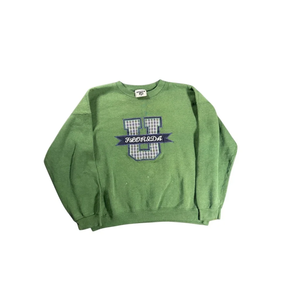 Vintage Lee Heavyweight Florida U Sweatshirt Mens XL Green Plaid Made in USA